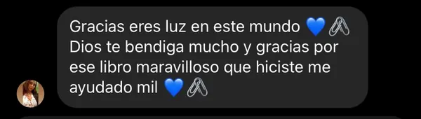 Comentario de agradecimiento por el libro: le ha ayudado muchísimo.